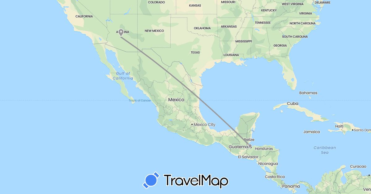 TravelMap itinerary: driving, plane in Guatemala, United States (North America)